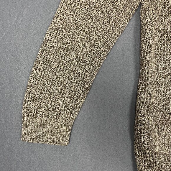 Pendleton Cardigan Womens M Gold Open Knit Full Zip Sweater Preppy Sheer Luxury - Picture 3 of 16